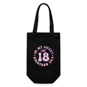 In My Sweet Eighteen Era 18th Birthday Groovy 18th - Gift Bag for Bottles - black - Front