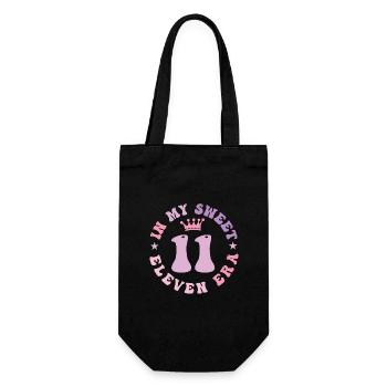 In My Sweet Eleven Era 11th Birthday Groovy 11th - Gift Bag for Bottles - black - Front