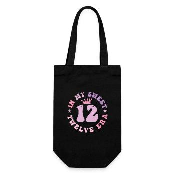 In My Sweet Twelve Era 12th Birthday Groovy 12th - Gift Bag for Bottles - black - Front