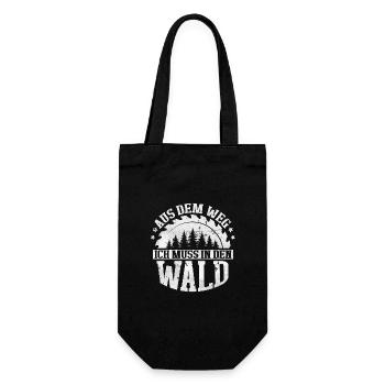 Holzfäller Spruch Aus dem Weg ich muss in den Wald - Geschenkbeutel für Flaschen - Schwarz - Vorne