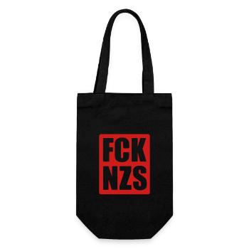 FCK NZS - Gegen Rechts - Nie wieder ist jetzt - Geschenkbeutel für Flaschen - Schwarz - Vorne