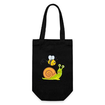 Happy bee and snail are best friends - Gift Bag for Bottles - black - Front