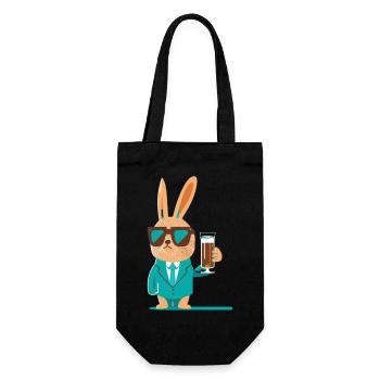 Lapin cool avec de la bière et des lunettes de soleil - Sac à bouteille - noir - Devant