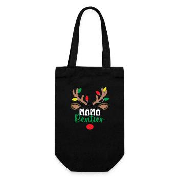 Rentier Mama Weihnachtsoutfit Familie Weihnachten - Geschenkbeutel für Flaschen - Schwarz - Vorne