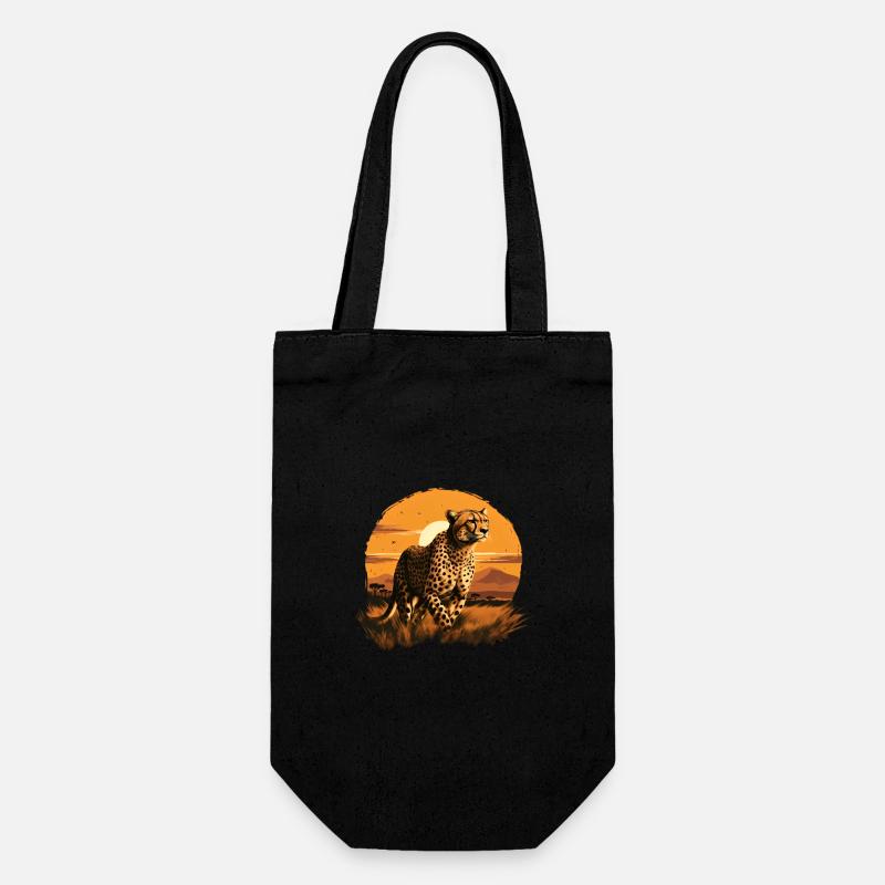 Guépard courant au coucher du soleil - Sac à bouteille - noir