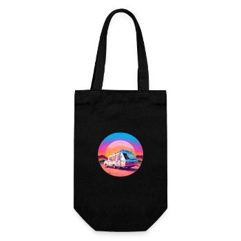 Caravane sur la plage au coucher du soleil - Sac à bouteille - noir - Devant