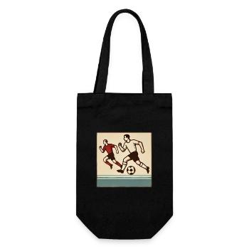 Vintage Fußballspieler Laufen Kunst - Geschenkbeutel für Flaschen - Schwarz - Vorne