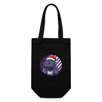 Nilpferd Weihnachten X-Mas - Geschenkbeutel für Flaschen - Schwarz - Vorne