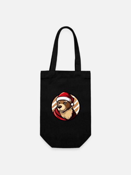 Bär Weihnachten X-Mas - Geschenkbeutel für Flaschen - Schwarz