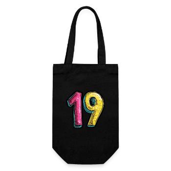 19 Zahl Bunt - Geschenkbeutel für Flaschen - Schwarz - Vorne