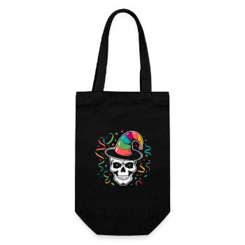 Lustiger Karneval Fasching Skull Helau - Geschenkbeutel für Flaschen - Schwarz - Vorne