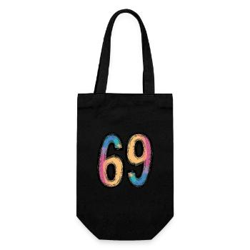 69 Zahl Bunt - Geschenkbeutel für Flaschen - Schwarz - Vorne
