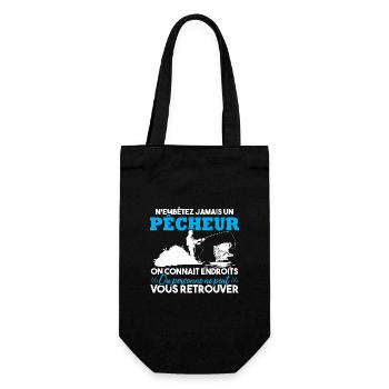 N'embête jamais un pêcheur / Humour pêcheur cadeau - Sac à bouteille - noir - Devant