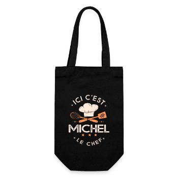 Michel Chef Ici c est michel le chef cuisinier - Sac à bouteille - noir - Devant