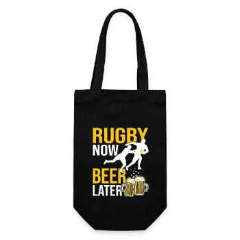 Rugby Bier Geschenk Rugby Spieler Geschenk - Geschenkbeutel für Flaschen - Schwarz - Vorne