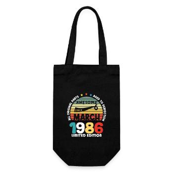 38 Years Old Made In 1986 Vintage March 1986 - Gift Bag for Bottles - black - Front