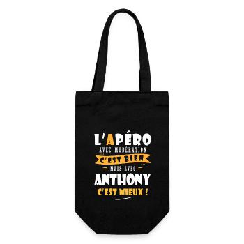 Anthony Cadeau Humour personnalisé cadeau anthony - Sac à bouteille - noir - Devant