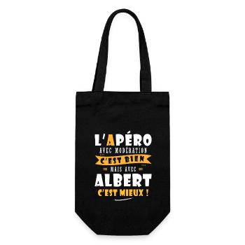 Albert Cadeau Humour personnalisé cadeau albert - Sac à bouteille - noir - Devant