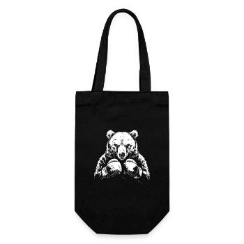 Grizzly Bär Boxer Boxen MMA Kampfsport - Geschenkbeutel für Flaschen - Schwarz - Vorne