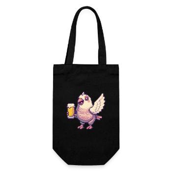 Dove Bird Pixel Beer - Gift Bag for Bottles - black - Front