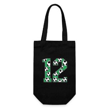 12 Birthday Football Green - Gift Bag for Bottles - black - Front