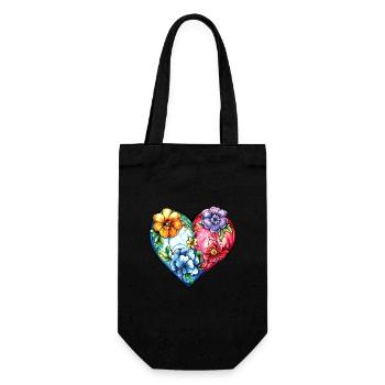 Heart Colorful Ornament Flowers - Gift Bag for Bottles - black - Front