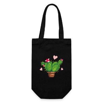 Cactus en fleurs en forme de cœur - Sac à bouteille - noir - Devant