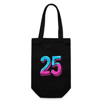 25 Zahl Bunt - Geschenkbeutel für Flaschen - Schwarz - Vorne