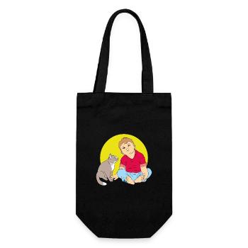 Garçon parlant au chat - Sac à bouteille - noir - Devant