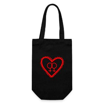Lesbisches Liebesherz-Symbol - Geschenkbeutel für Flaschen - Schwarz - Vorne