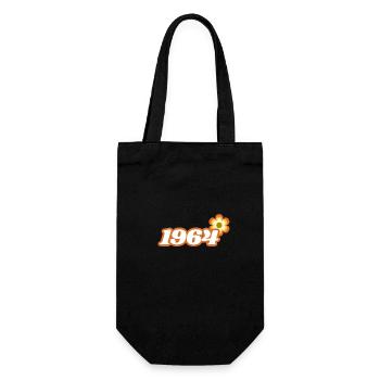 1964 Born with Retro Hippie Flower - Gift Bag for Bottles - black - Front