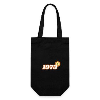 1973 Born with Retro Hippie Flower - Gift Bag for Bottles - black - Front