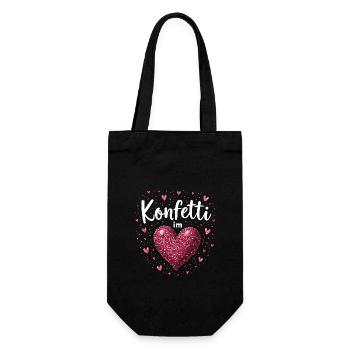 Konfetti im Herzen - Geschenkbeutel für Flaschen - Schwarz - Vorne