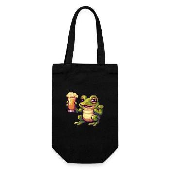 Frosch Pixel Bier - Geschenkbeutel für Flaschen - Schwarz - Vorne