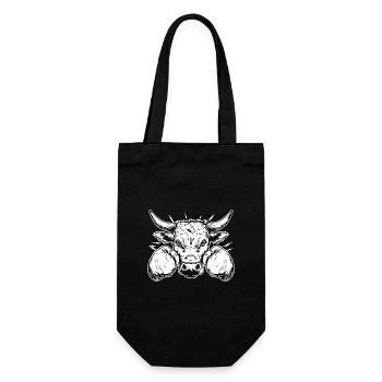 Bulle Stier Boxer Boxen MMA Kampfsport - Geschenkbeutel für Flaschen - Schwarz - Vorne