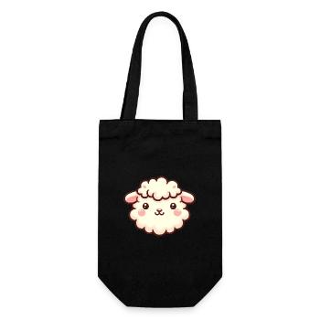 Cute Fluffy Sheep Face Cartoon Design - Gift Bag for Bottles - black - Front