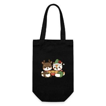 Animals Eating Cookies Christmas Baking - Gift Bag for Bottles - black - Front