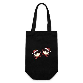 Santa Weihnachtsmann Team Lustig - Geschenkbeutel für Flaschen - Schwarz - Vorne