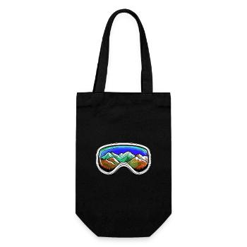 Ski Brille Berge Piste - Geschenkbeutel für Flaschen - Schwarz - Vorne