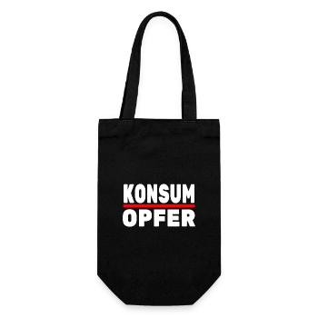 Konsumopfer Konsument Konsumieren Kaufsucht - Geschenkbeutel für Flaschen - Schwarz - Vorne