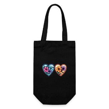 Herzen Liebe Blumen - Geschenkbeutel für Flaschen - Schwarz - Vorne