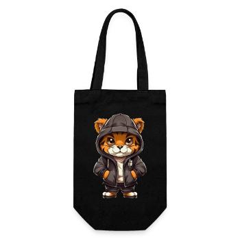 Cool tiger in casual clothes - Gift Bag for Bottles - black - Front