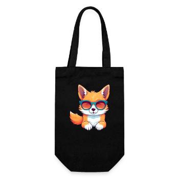Cool Nerd Fox – Relaxed Animal Design - Gift Bag for Bottles - black - Front