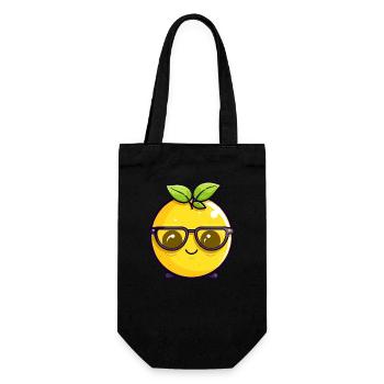 Kawaii Lemon avec lunettes Nerd - Design mignon - Sac à bouteille - noir - Devant