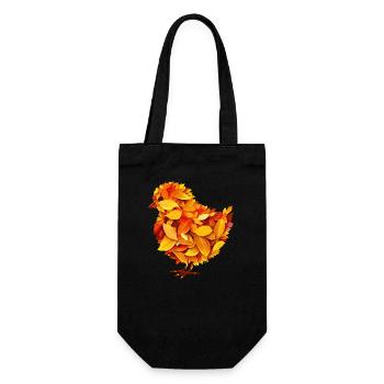 Herbst bunte Blätter Küken - Geschenkbeutel für Flaschen - Schwarz - Vorne