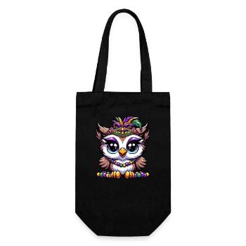 Mardi Gras Owl: Beads and Mask - Gift Bag for Bottles - black - Front