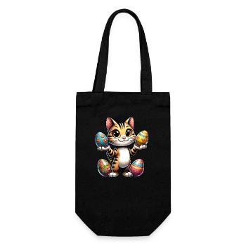 Easter Cat with Colorful Eggs - Gift Bag for Bottles - black - Front