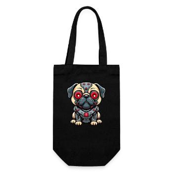 Cyborg-Mops mit Roten Augen - Geschenkbeutel für Flaschen - Schwarz - Vorne