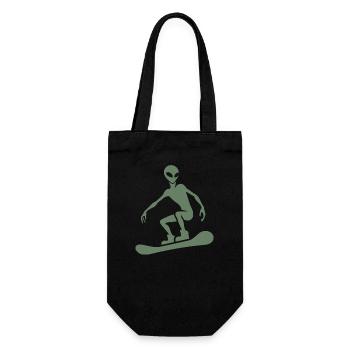 Design minimaliste : Alien Snowboarder Silhoue - Sac à bouteille - noir - Devant