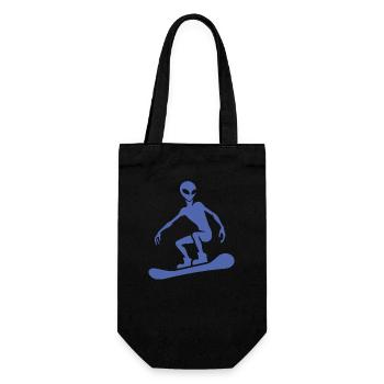 Minimalist design: Alien snowboarder - Gift Bag for Bottles - black - Front